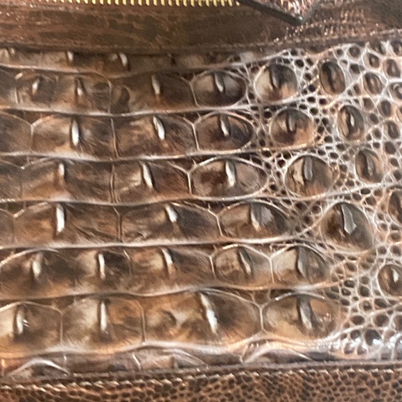 NWOT Brahmin Dark Toffee Embossed Leather Handbag - Picture 4 of 9